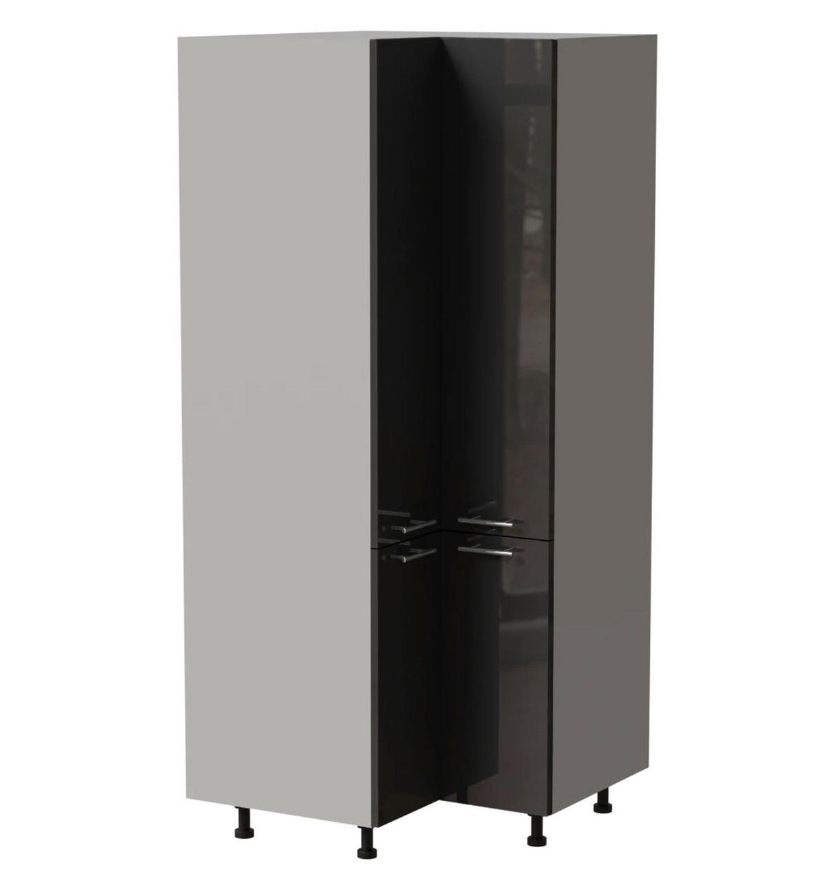 ECKVORRATSSCHRANK Essen D24N/207 Graphit Hochglanz / Grau Matt 90 / 90 / 207cm - Graphitfarben/Grau, Holz/Holzwerkstoff (90/207/90cm) - Feldmann-Wohnen