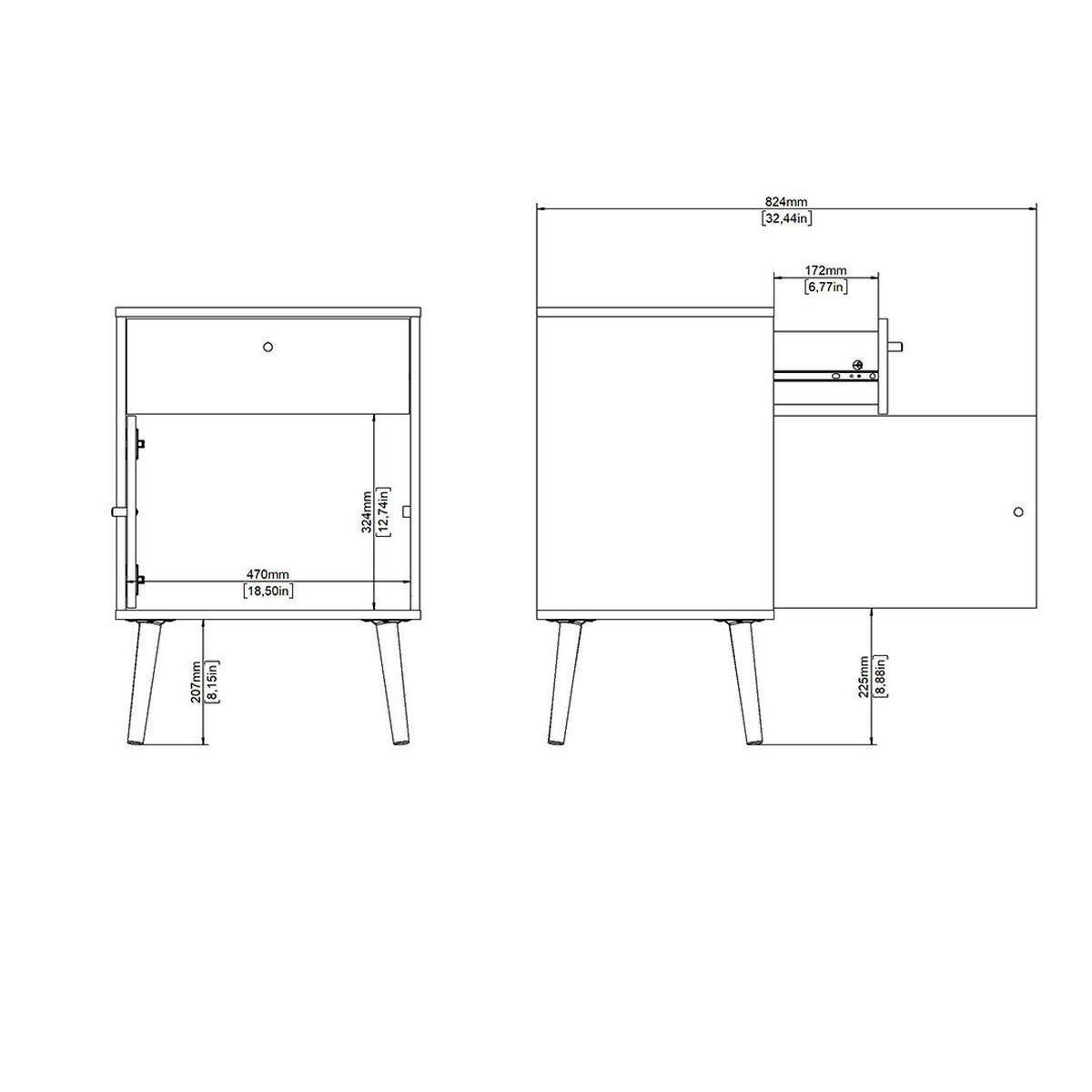 NACHTTISCH, Bodo, Grau, Holzwerkstoff, 51 x 40 x 73 cm - Grau, Holzwerkstoff (51/73/40cm) - ebuy24