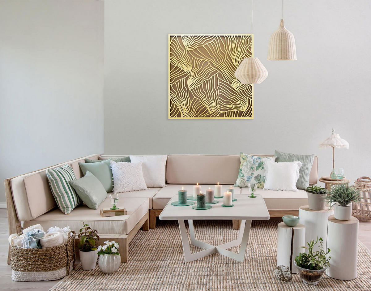 METALLBILD Gold 80/80 cm - Goldfarben, Metall (3/80cm) - KUNSTLOFT