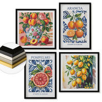 WANDBILDER 4er-Set - 50x50 cm & 40x60 cm Schwarzer Rahmen - Italienische Zitrus-Modeplakate - Schwarz, Kunststoff (50/50cm) - ArtPrintCave