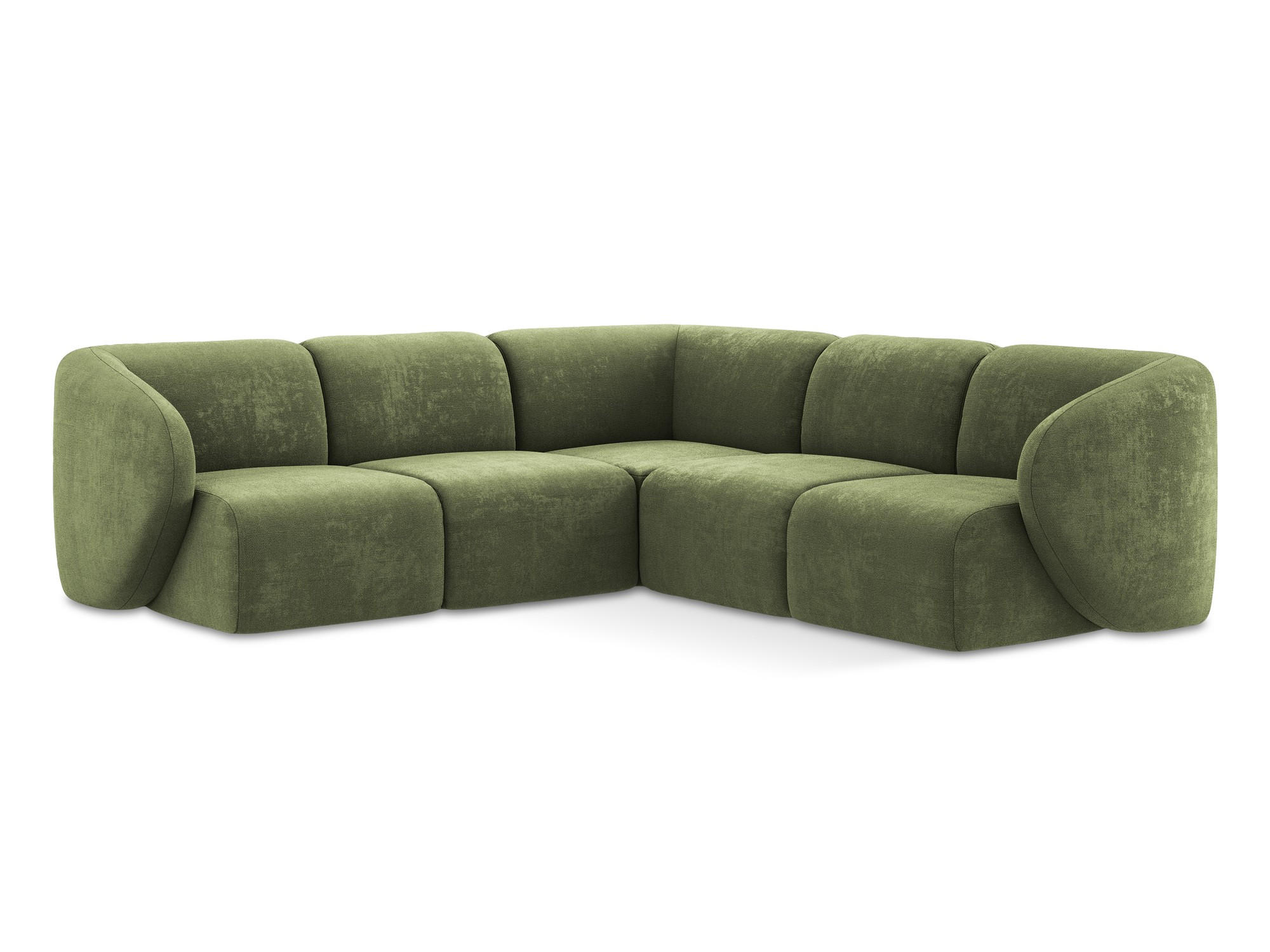 ECKSOFA Chenille Stoff Grün - Schwarz/Grün, Holzwerkstoff/Kunststoff (251/251cm) - Makamii