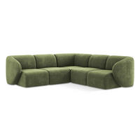 ECKSOFA Chenille Stoff Grün - Schwarz/Grün, Holzwerkstoff/Kunststoff (251/251cm) - Makamii