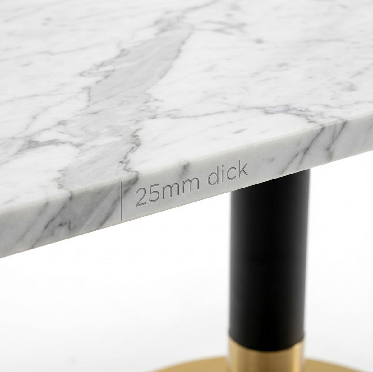 ESSTISCH 80/60 cm in Weiß/Schwarz mit Marmor-Optik und Metallgestell - Weiß, Metall (60/80/75cm) - BEAOK
