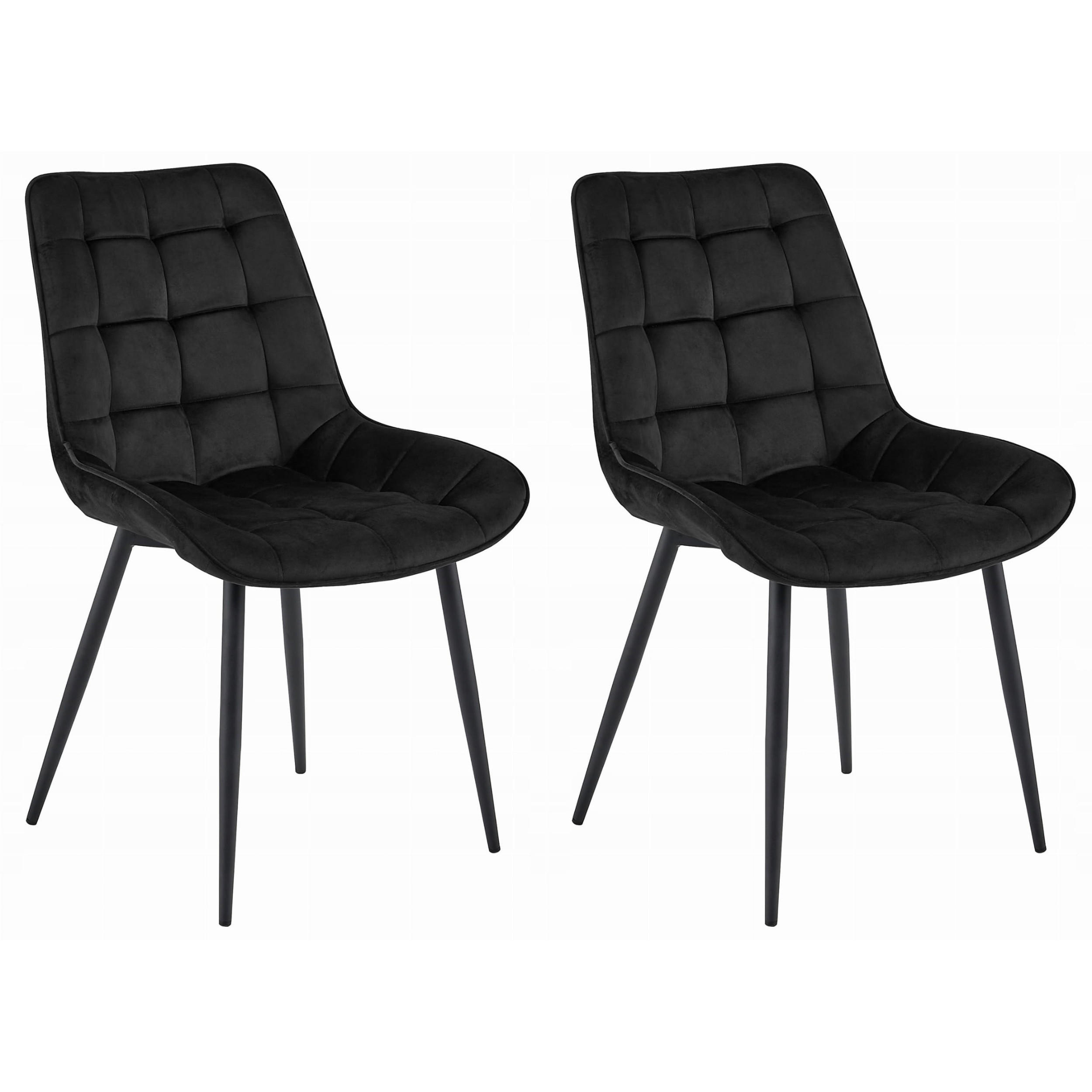 STUHL BARDI 2-er Set, Schwarz, Schwarz, mit Samtstoff gepolstert - Rosa, Textil/Metall (55/84/46cm) - Komodee