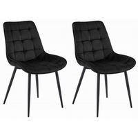 STUHL BARDI 2-er Set, Schwarz, Schwarz, mit Samtstoff gepolstert - Rosa, Textil/Metall (55/84/46cm) - Komodee