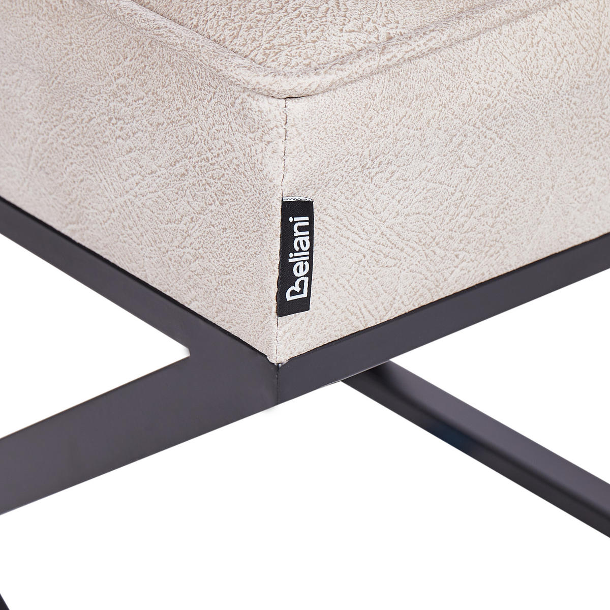 HOCKER Kunstleder Beige Murdo - Beige/Schwarz, Kunststoff (47/43/40cm) - Beliani