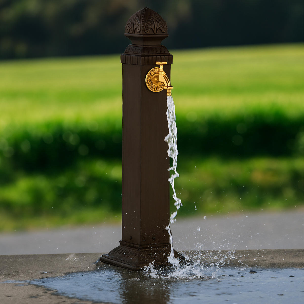 STANDBRUNNEN - Dunkelbraun, Metall (24.5/21/81cm) - Relaxdays