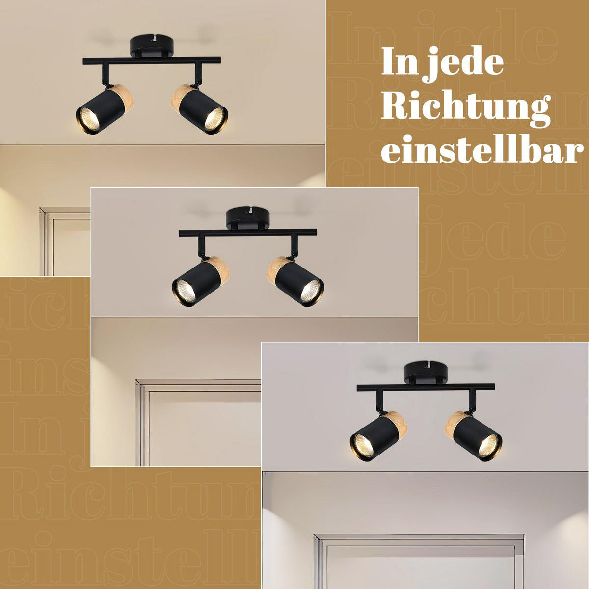 DECKENSTRAHLER Jinbe 30/10/19cm - Schwarz, Metall (30/10/19cm) - ZMH