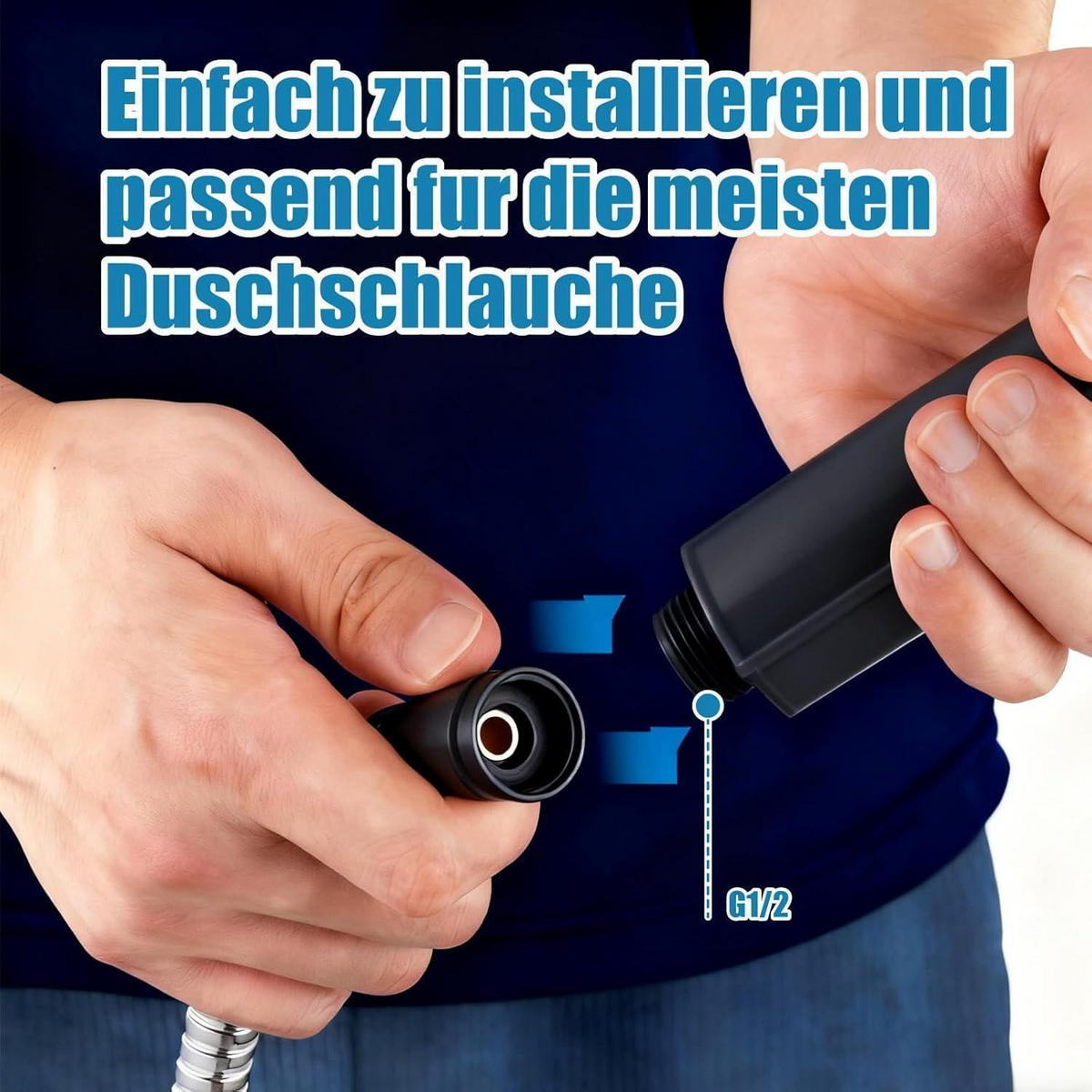 HANDBRAUSE 130 mm mit 3 Strahlarten Schwarz - Schwarz, Kunststoff (13/12.7/26cm)