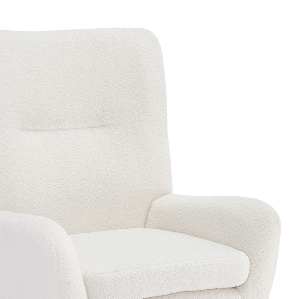 SESSEL Gaïa Moderner skandinavischer aus weißem Frotteestoff - Weiß/Akaziefarben, Holz/Textil (66.5/98/80.5cm) - Sicaan