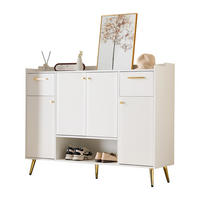 SCHUHSCHRANK mit 4 Türen Weiß 130x37x100cm - Weiß, Holzwerkstoff (37/100/130cm) - FLIEKS