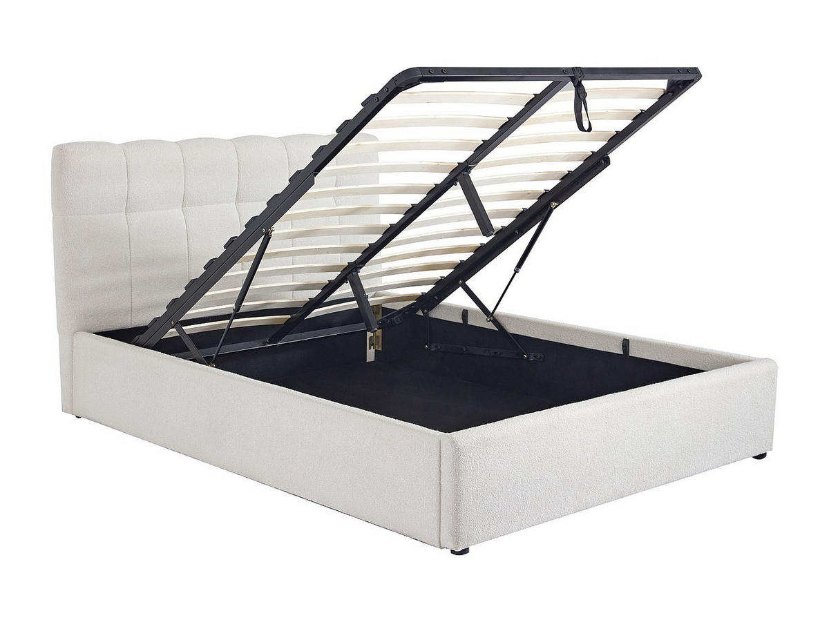 BETT mit Bettkasten - 2 Personen - Stoff - Weiß - - Weiß, Textil (160/200cm) - Vente-Unique