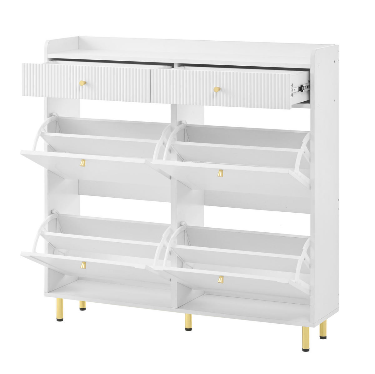 SCHUHSCHRANK aus MDF & Spanplatte 106.5x25x105.5cm in Weiß mit Kippsicherung - Weiß, Holzwerkstoff (106/105.5/25cm) - Modfu