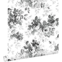 TAPETE Rosen 53 cm x 10.05 m - Schwarz, Papier (53/1000cm) - ESTAhome