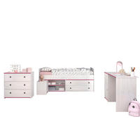 KINDERZIMMER-SET Pabloma 37b 4-tlg. Holznachbildung Kiefer Weiß/Pink - Pink/Weiß, Kunststoff (100/1/200cm) - 58aufmkessel