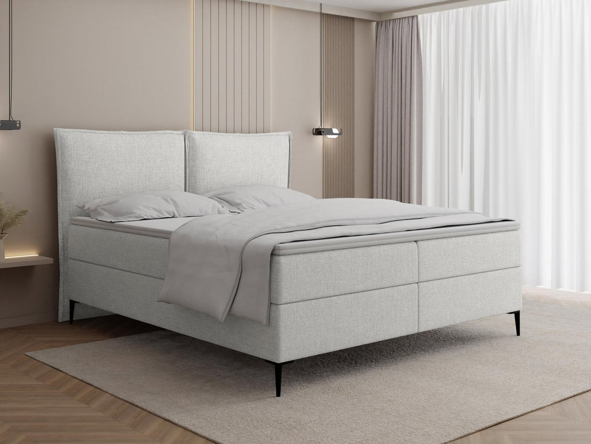 BOXBETT Calio Rise mit Bettkasten, Grau Chenille 180x200 cm – inkl. H4 Taschenfederkern Matratze & Foam Topper - Schwarz/Grau, Holz/Holzwerkstoff (180/200cm) - WFL GROUP
