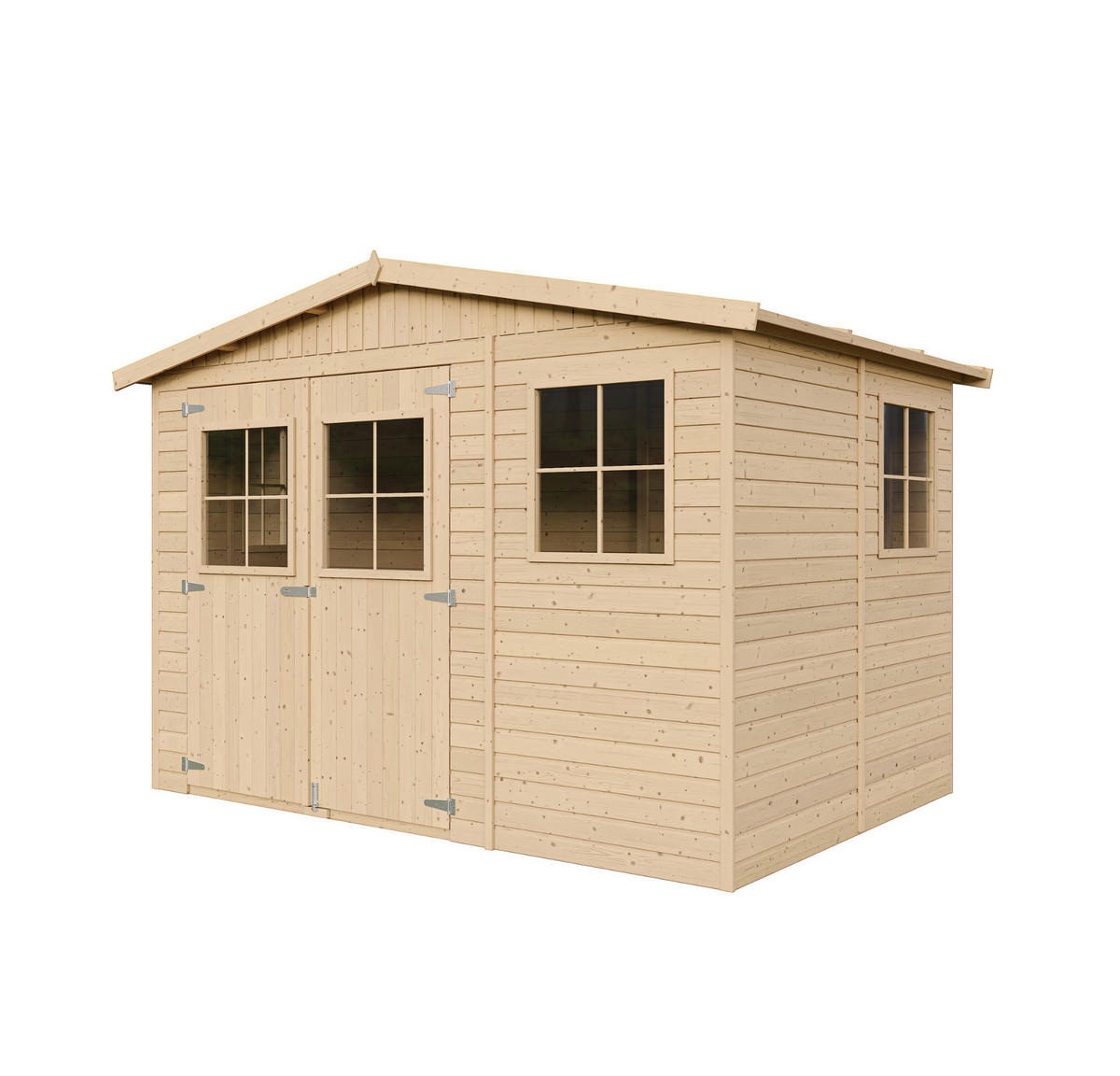 M334 GARTENHAUS HOLZ mit Fenstern - H226x324x216 cm/6 m² - Beige, Holz (324/226/199cm) - Timbela