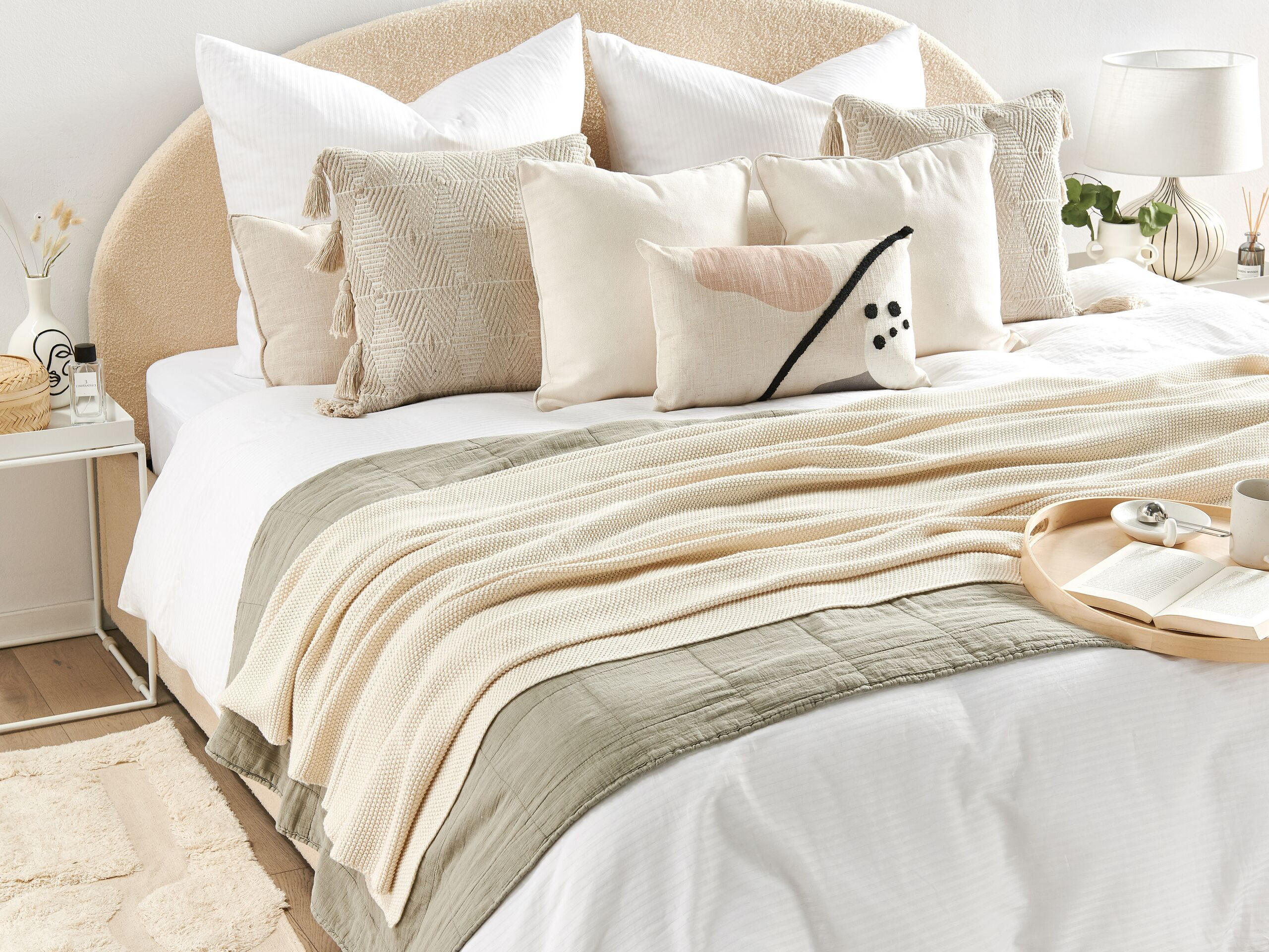 DECKE Beige 130/180 cm Asaka - Beige, Textil (130/180cm) - Beliani