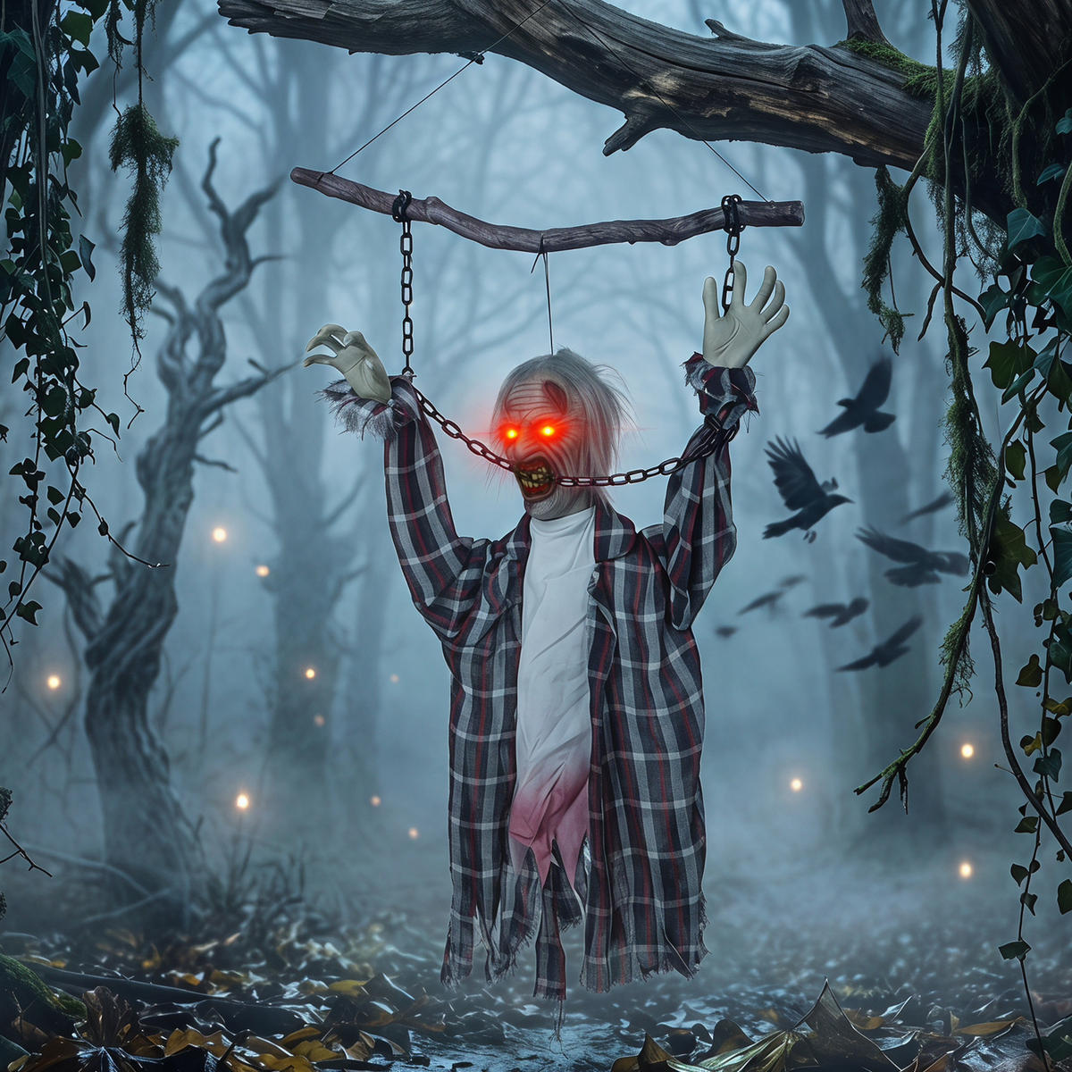 HALLOWEEN-DEKO Metall Polyesterfaser Grau-Rot - Multicolor, Metall (16/110/80cm) - HOMCOM