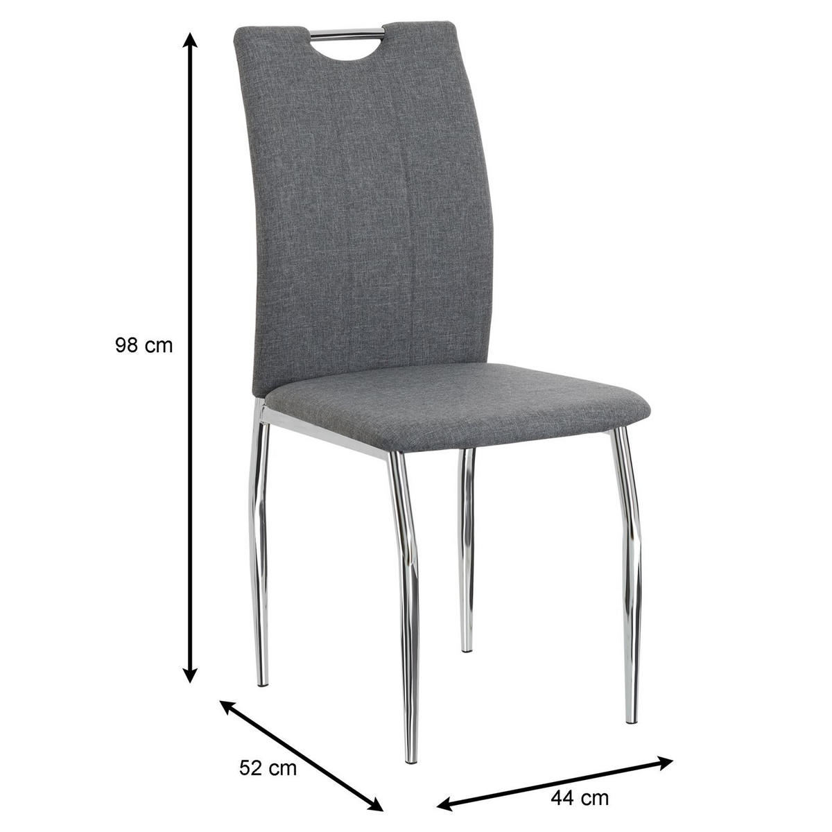 ESSZIMMERSTUHL APOLLO 4ER-SET - Grau, Textil/Metall (44/98/52cm) - IDIMEX
