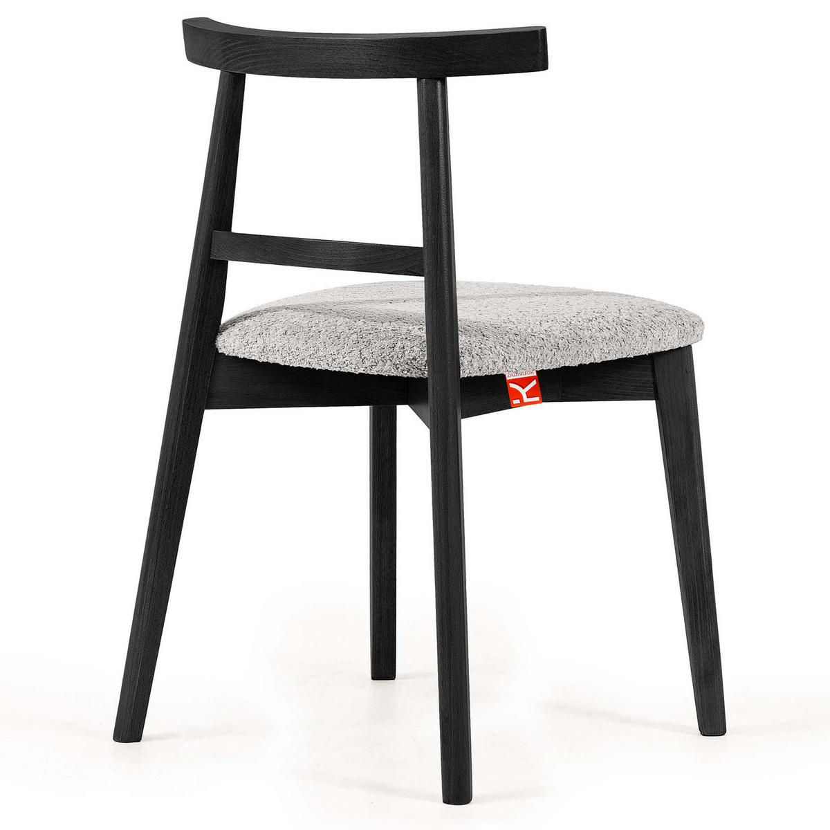 HOLZSTUHL LILIO Esstischstühle, 2-er Set, Bouclé - Schwarz/Grau, Holz/Textil (47/76.5/45cm) - KONSIMO®