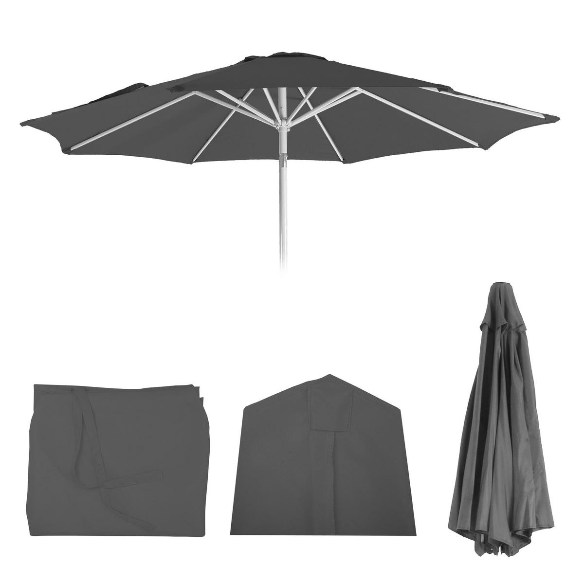 ERSATZ-BEZUG FÜR SONNENSCHIRM I Anthrazit - Anthrazit, Textil (270/270cm) - MCW