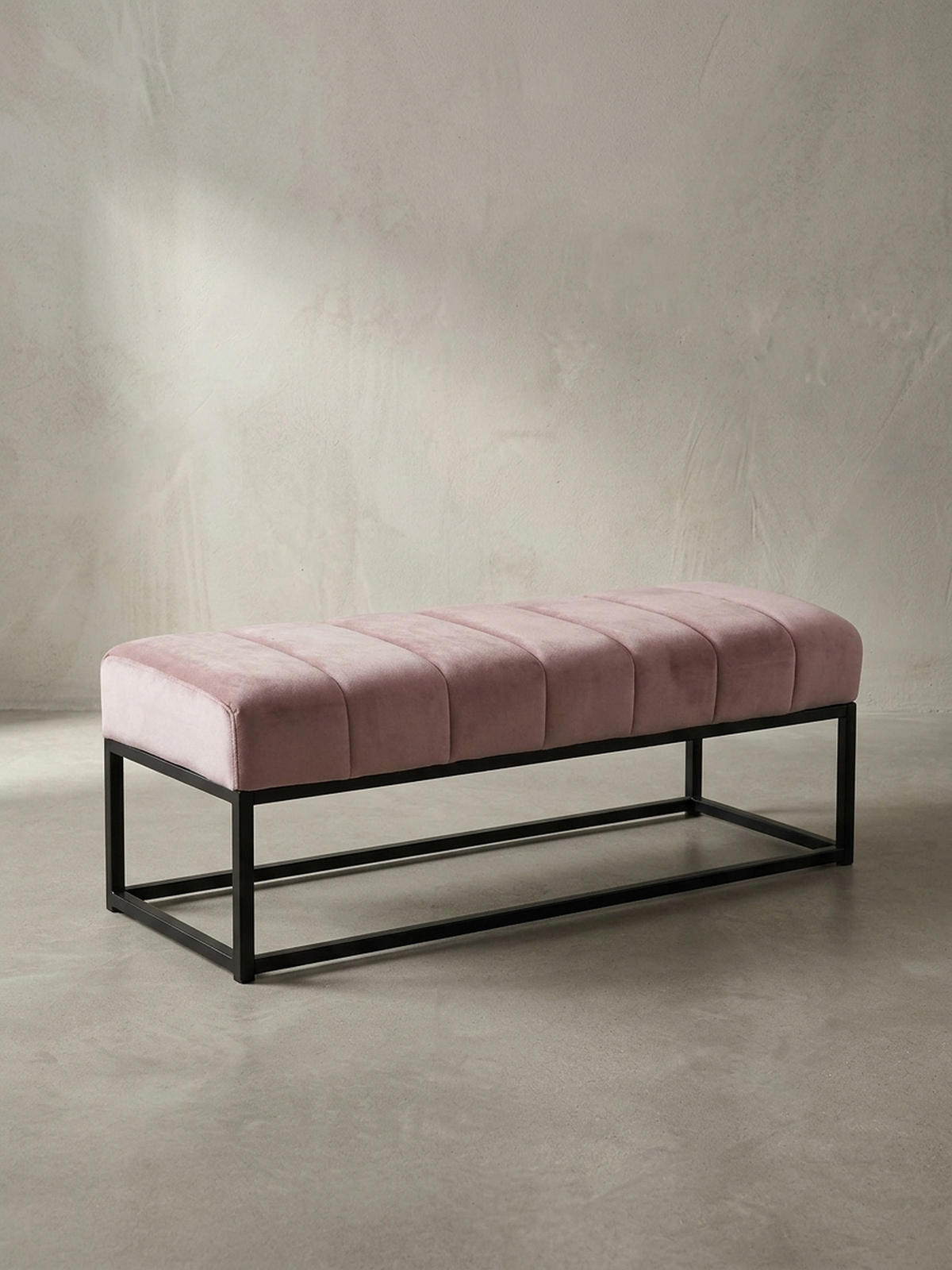 SITZBANK Samt Metallgestell gepolstert, Rosa 108x40x40 cm - Pink/Schwarz, Textil/Metall (108/40/40cm) - KADIMA DESIGN