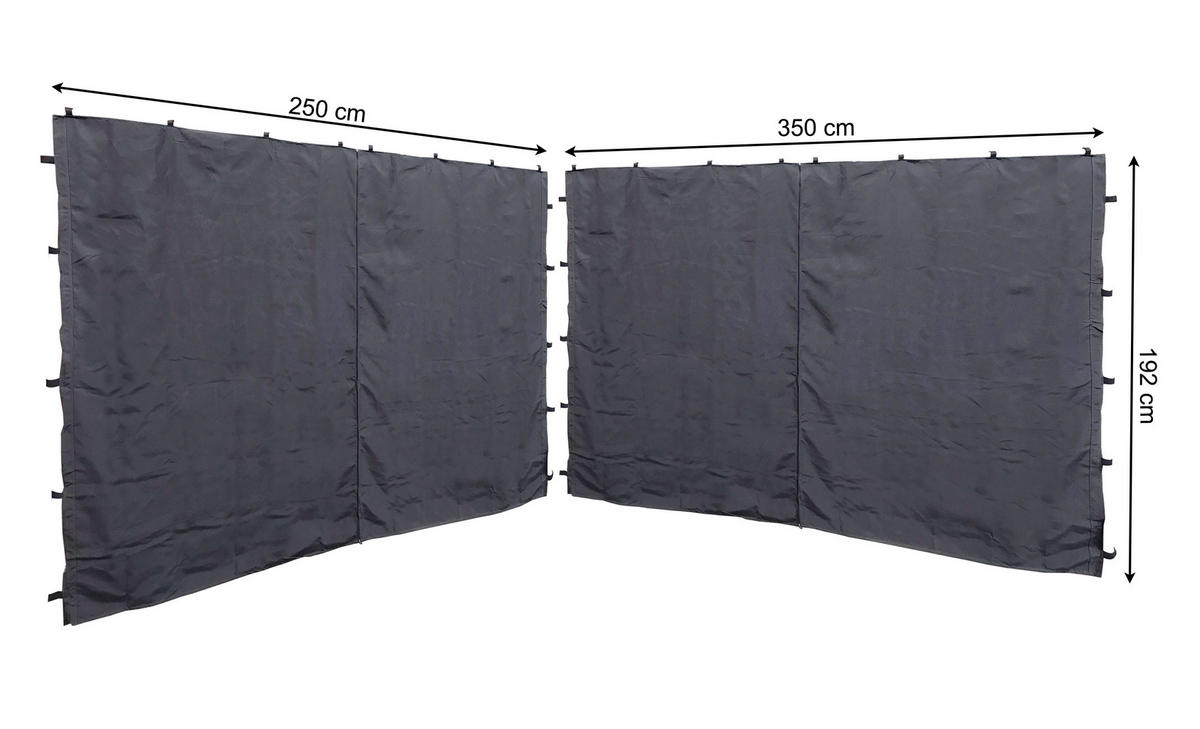 2 Seitenteile mit RV für Pavillon Nizza 3x4m Grau - Grau, Textil (250/190/350cm) - QUICK STAR