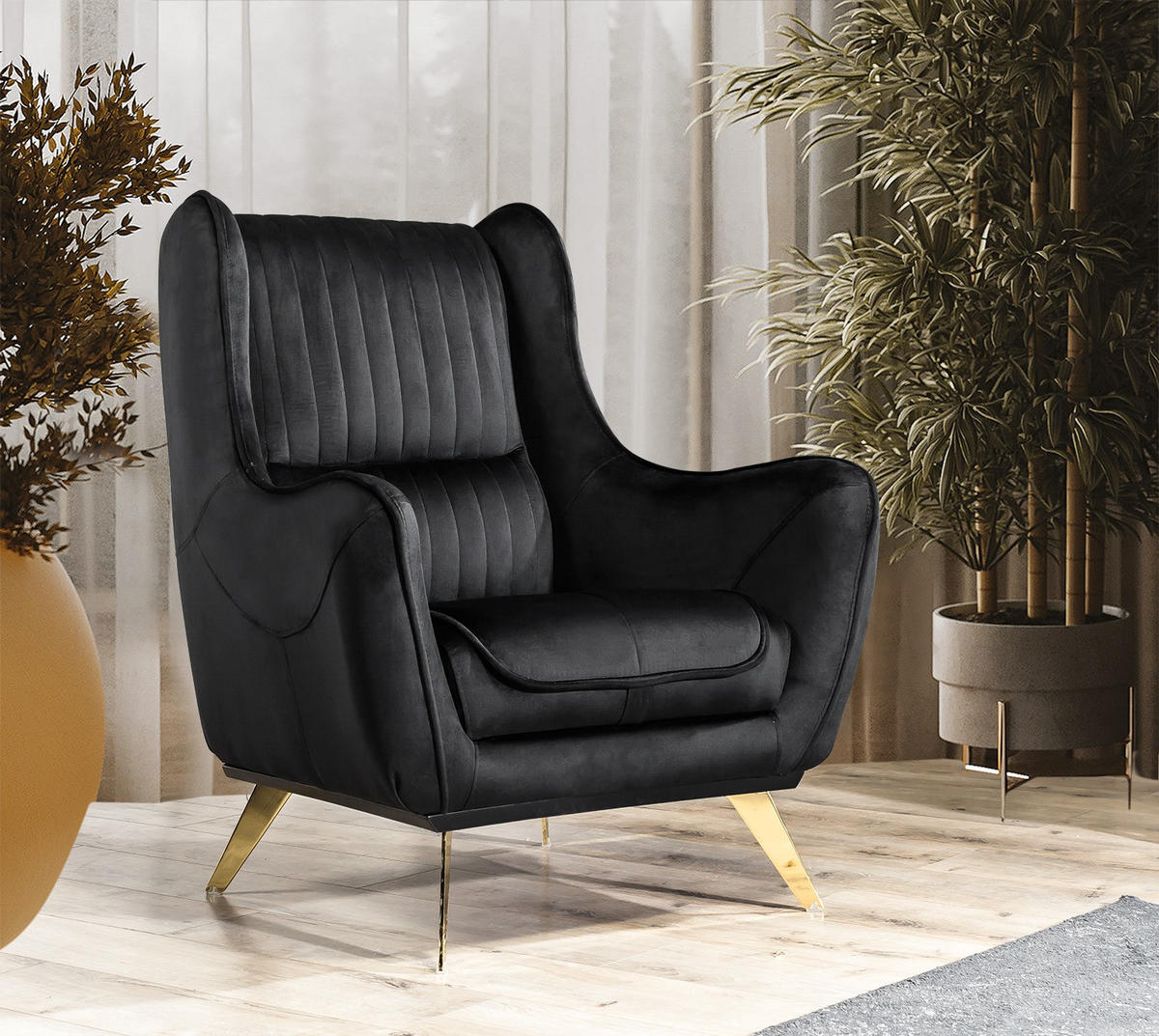 SITZGARNITUR Bond Grau Stellvariante:2+1 - Schwarz, Holz (187/85/100cm) - Villa Möbel