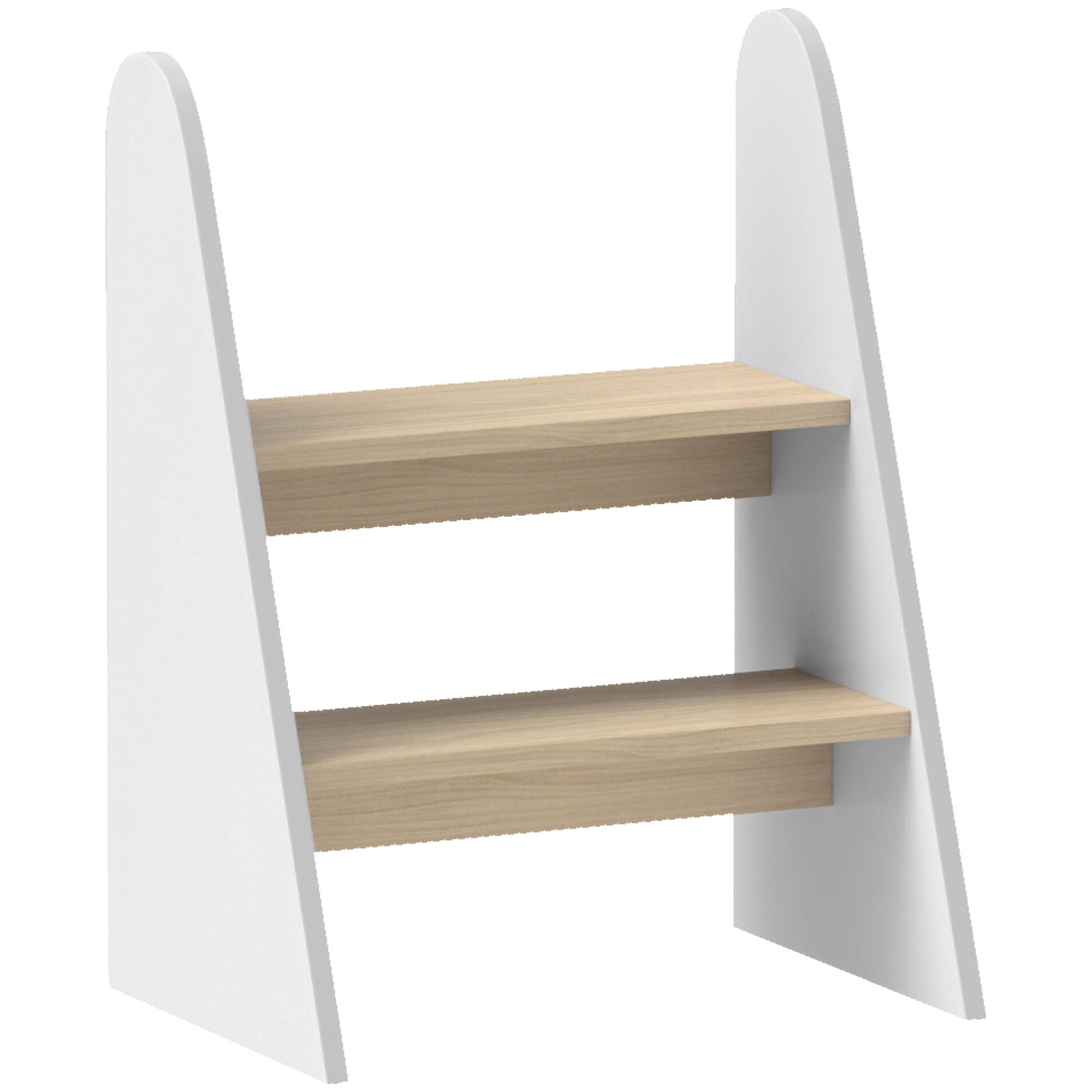 KINDERTRITTHOCKER DE-17238 2-stufig, rutschfest Weiß - Weiß, Naturmaterialien (30/55/43cm) - ComfortXL