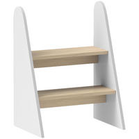 KINDERTRITTHOCKER DE-17238 2-stufig, rutschfest Weiß - Weiß, Naturmaterialien (30/55/43cm) - ComfortXL