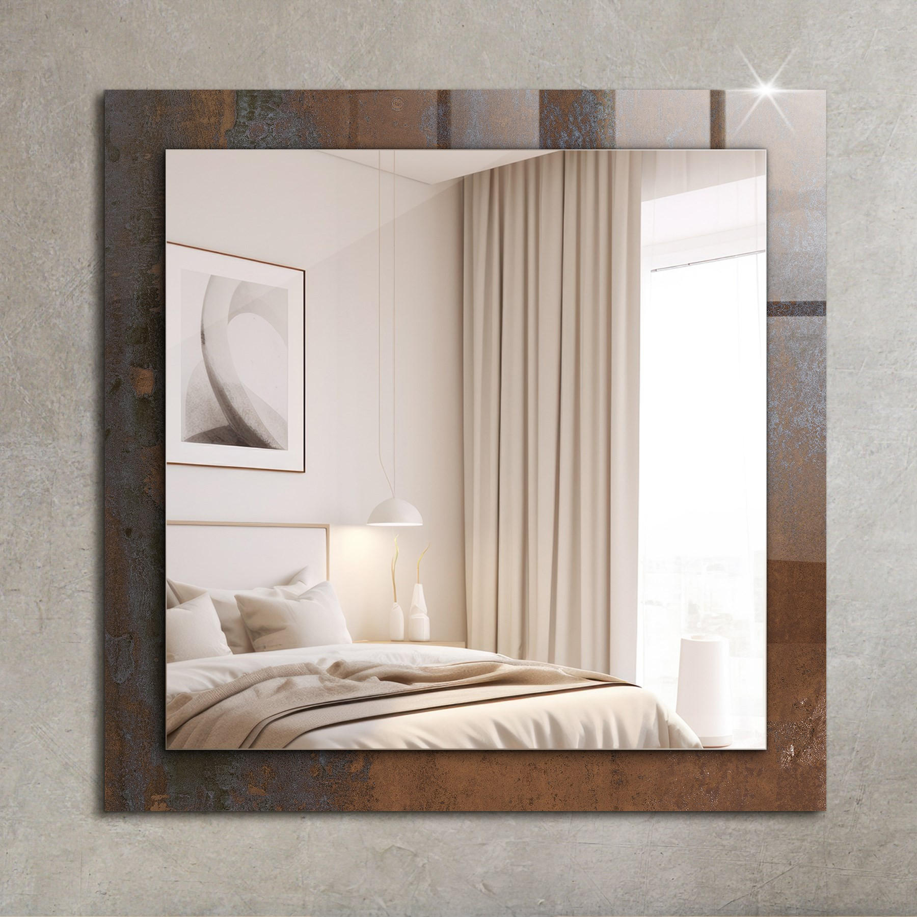 SPIEGEL 60 x 60 cm Rechteckig mit Aufdruck - Rostfarben, Glas (60/60/0.4cm) - TULUP