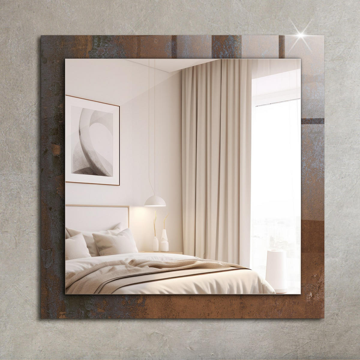 SPIEGEL 60 x 60 cm Rechteckig mit Aufdruck - Rostfarben, Glas (60/60/0.4cm) - TULUP