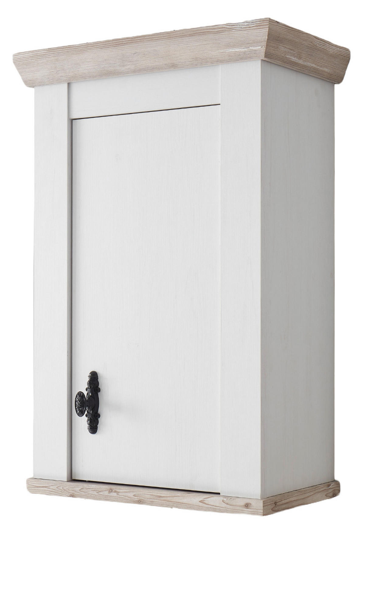 HÄNGESCHRANK weiß Pinie Landhaus, Küchenschrank hängend 55 x 85 cm, Soft-Close - Schwarz/Weiß, Holzwerkstoff/Metall (55/85/34cm) - Furn.Design