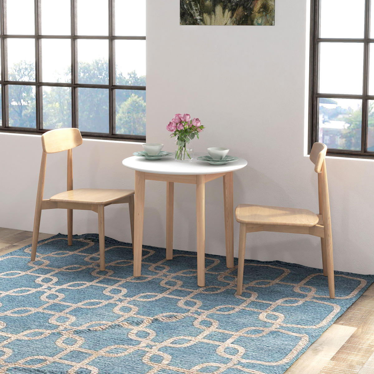 ESSTISCH, Kiefernholz, Weiß - Weiß, Holz (75/75/76cm) - HOMCOM