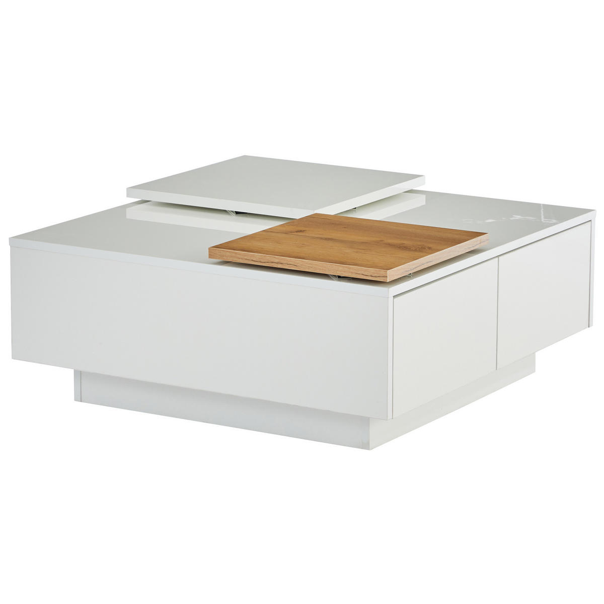 COUCHTISCH mit 4 Schubladen 75x75 cm Hochglanz White - Weiß, Holzwerkstoff (75/75/33.5cm) - Meubliv