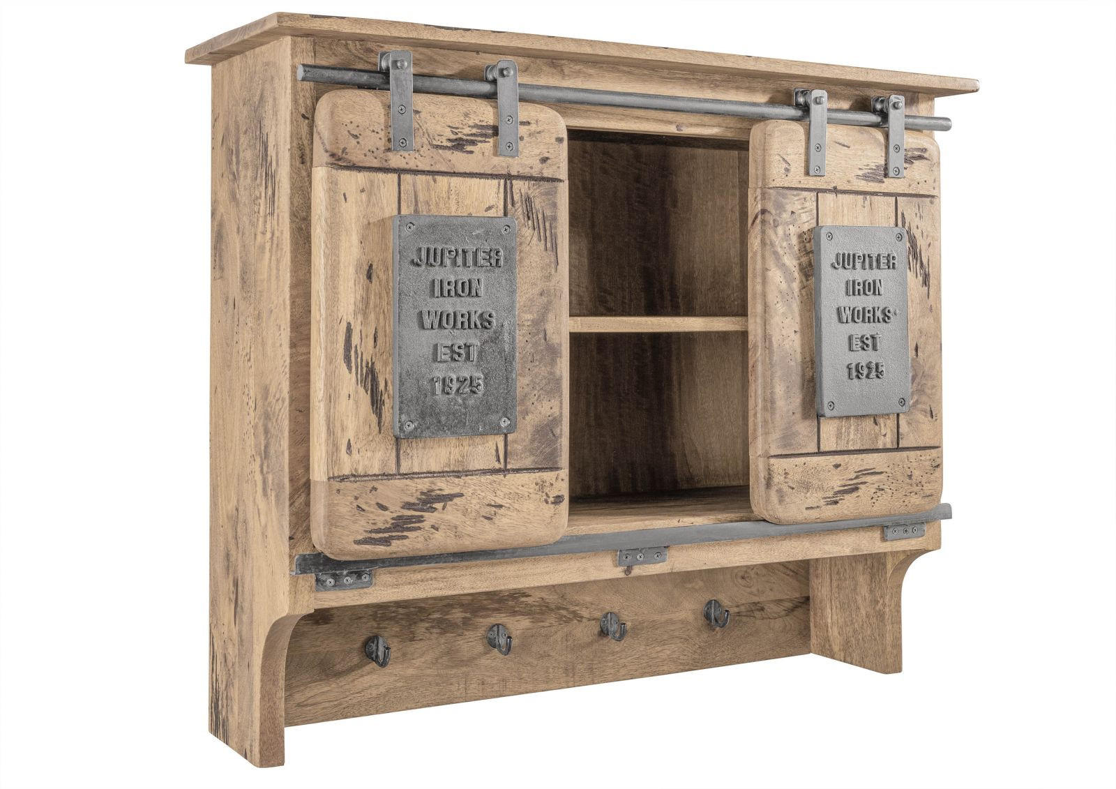 WANDGARDEROBE Mango 90x30x75 whitewash lackiert RAILWAY #360 - Beige, Holz (90/75/30cm) - Massivmoebel24