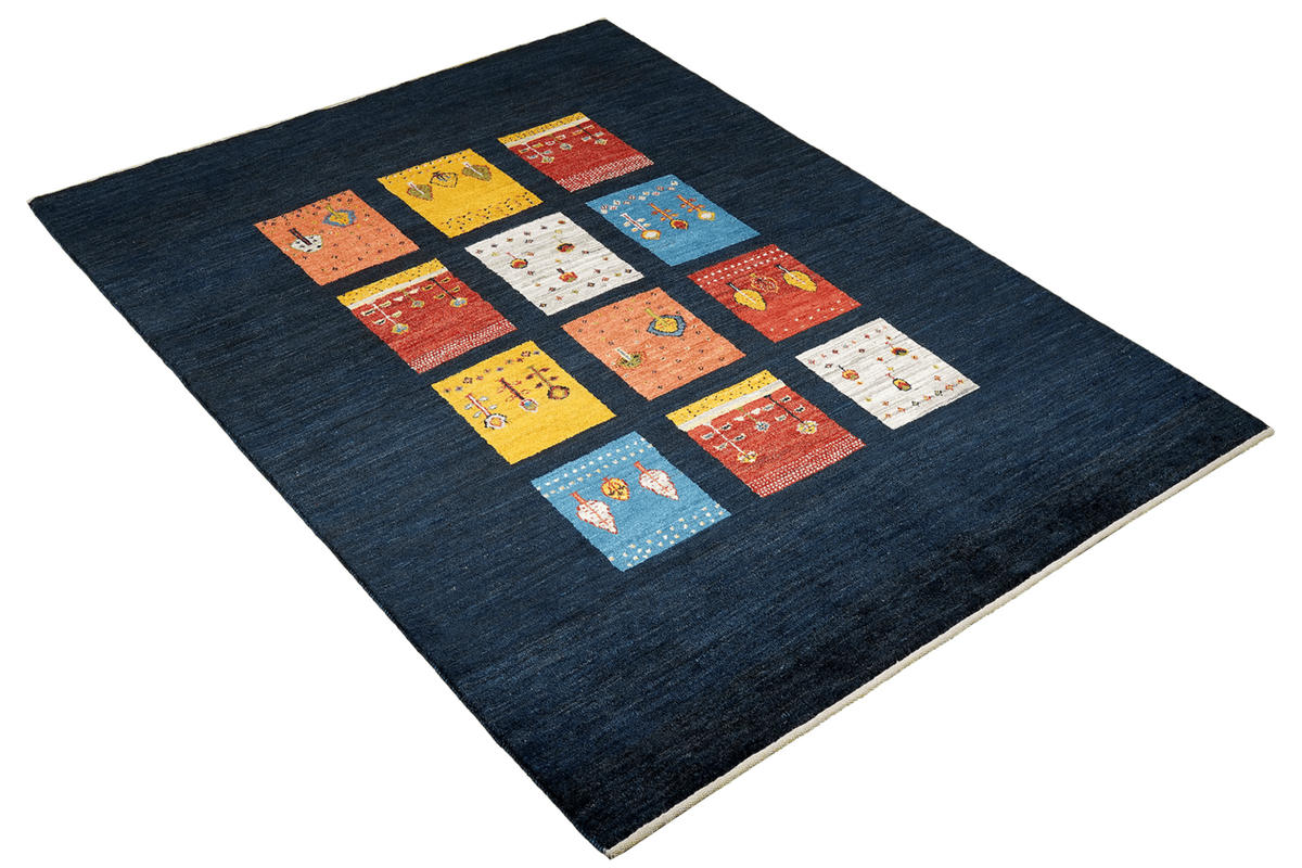 GABBEH-TEPPICH handgeknüpft Rizbaf Blau 209/157 cm Schurwolle - Blau, Textil (157/209cm) - Looma