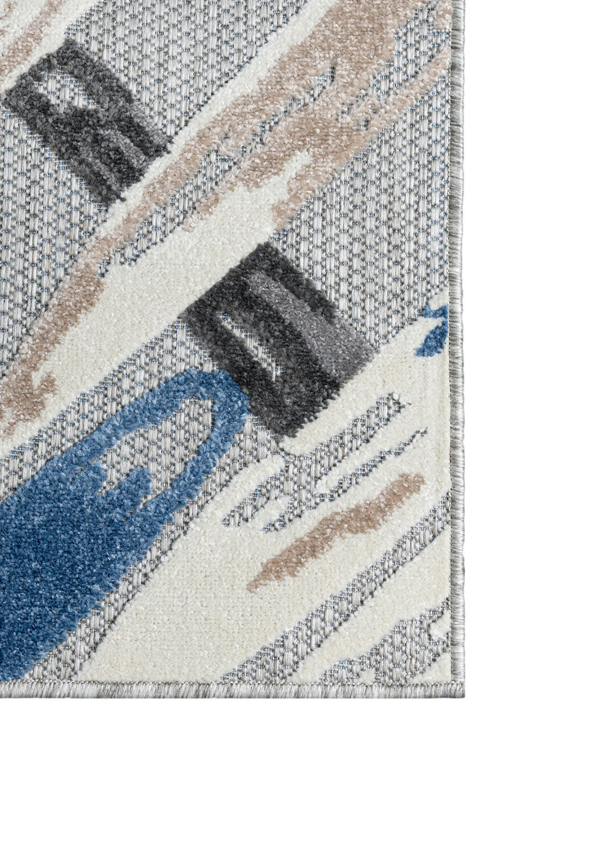 TEPPICH Outdoor Blue Pflanzlich Kurzflor Rechteckig Grey - 80x150 cm - Hellgrau, Textil (80/150cm) - Mazovia