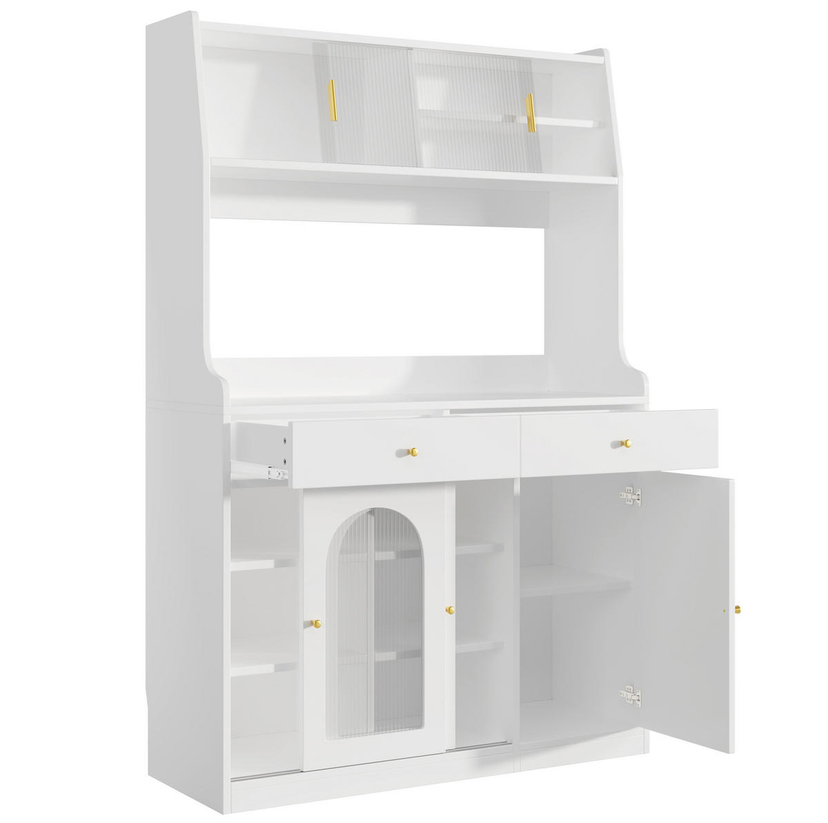 ANRICHTE Hochschrank 120/40/180 cm aus MDF und Holzwerkstoff mit LED-Beleuchtung Weiß - Weiß, Holzwerkstoff (120/180/40cm) - Modenvie