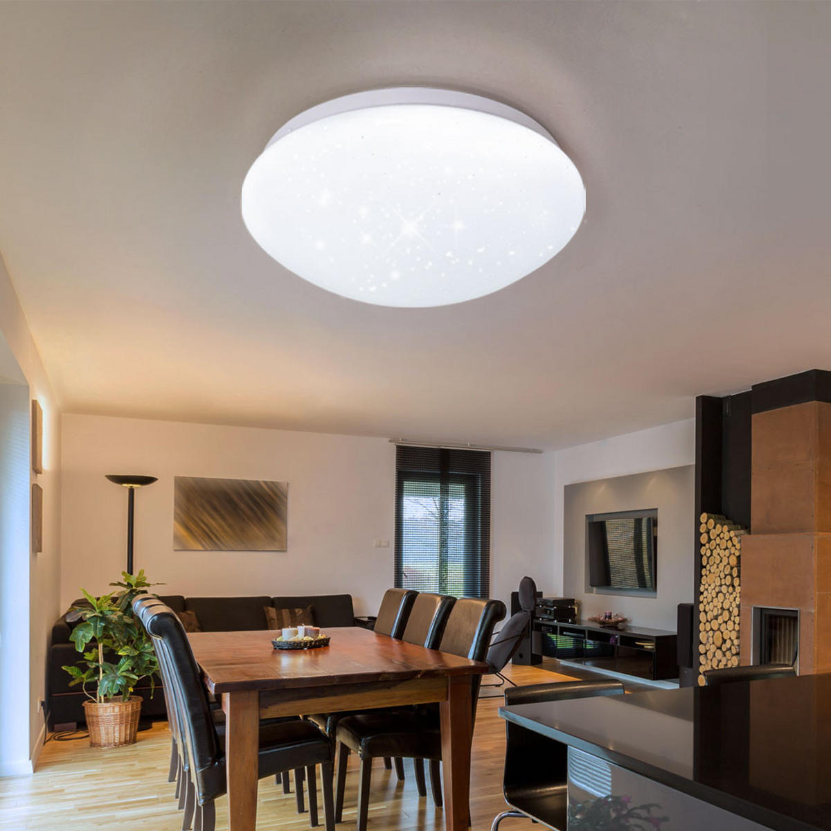 LED DECKENLEUCHTE Weiß Sternen-Effekt - Weiß, Metall (26/9.2/9.2cm)