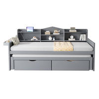 SCHLAFSOFA 90/200 cm mit Ausziehbett, USB-Steckdose und Stauraum aus Holz, Grau - Grau, Holz (204.6/100/110cm) - Redom