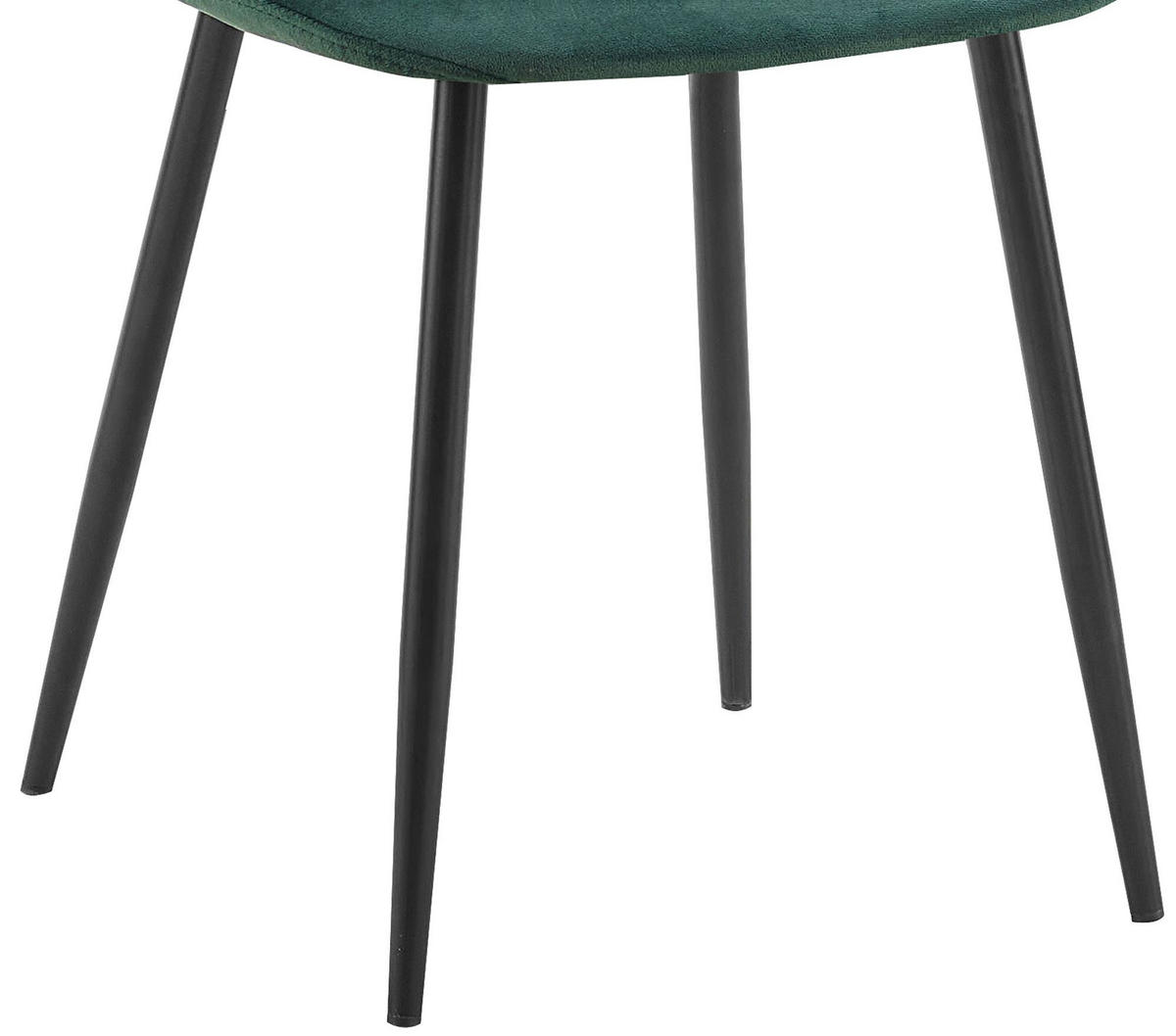 STUHL 4er Set Samt Grün - Schwarz/Grün, Textil/Metall (45/88/54cm) - CLP