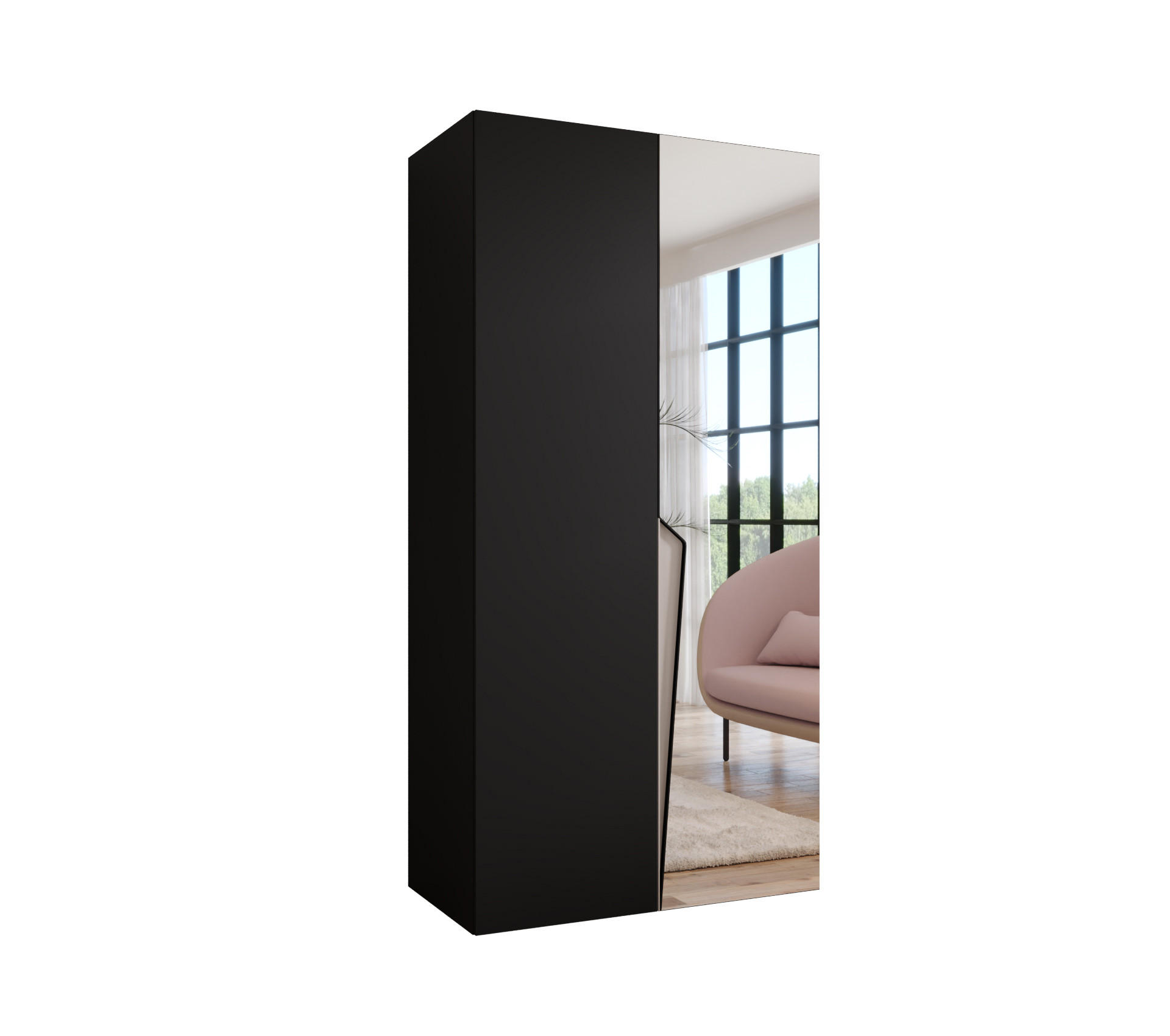 DREHTÜRENSCHRANK 202/100/52 2-türig - Beige/Schwarz, Holz/Metall (100/202/52cm) - Abiks Möbel