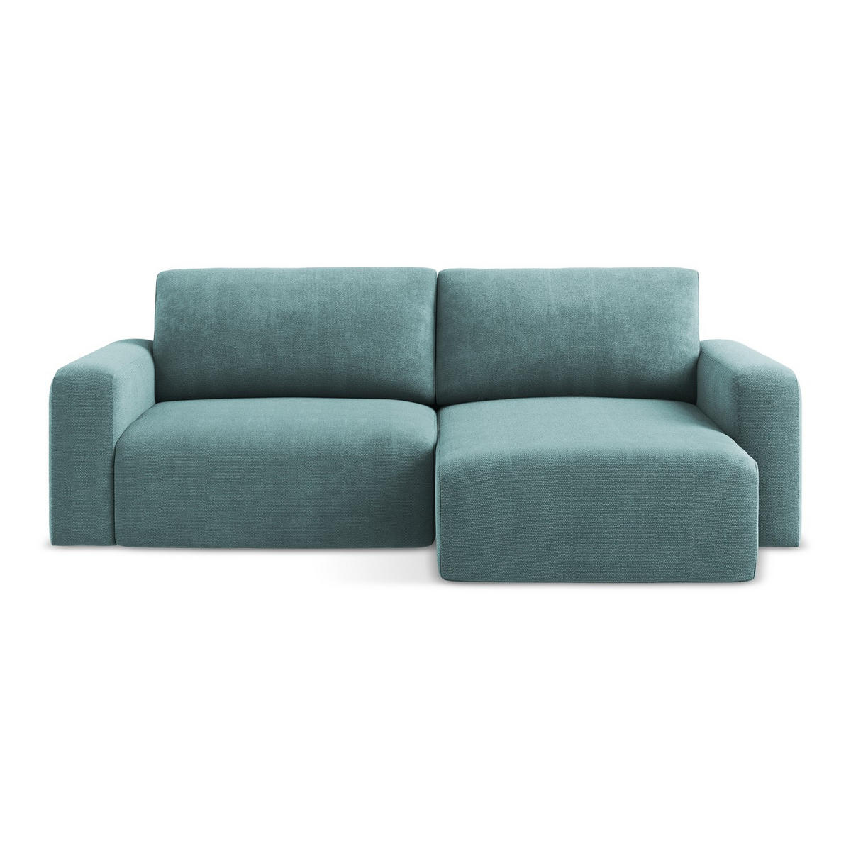 ECKSOFA mit Schlaffunktion rechts Chenille Stoff Blau - Blau/Beige, Kunststoff/Textil (244/149cm) - LaMiaSofa