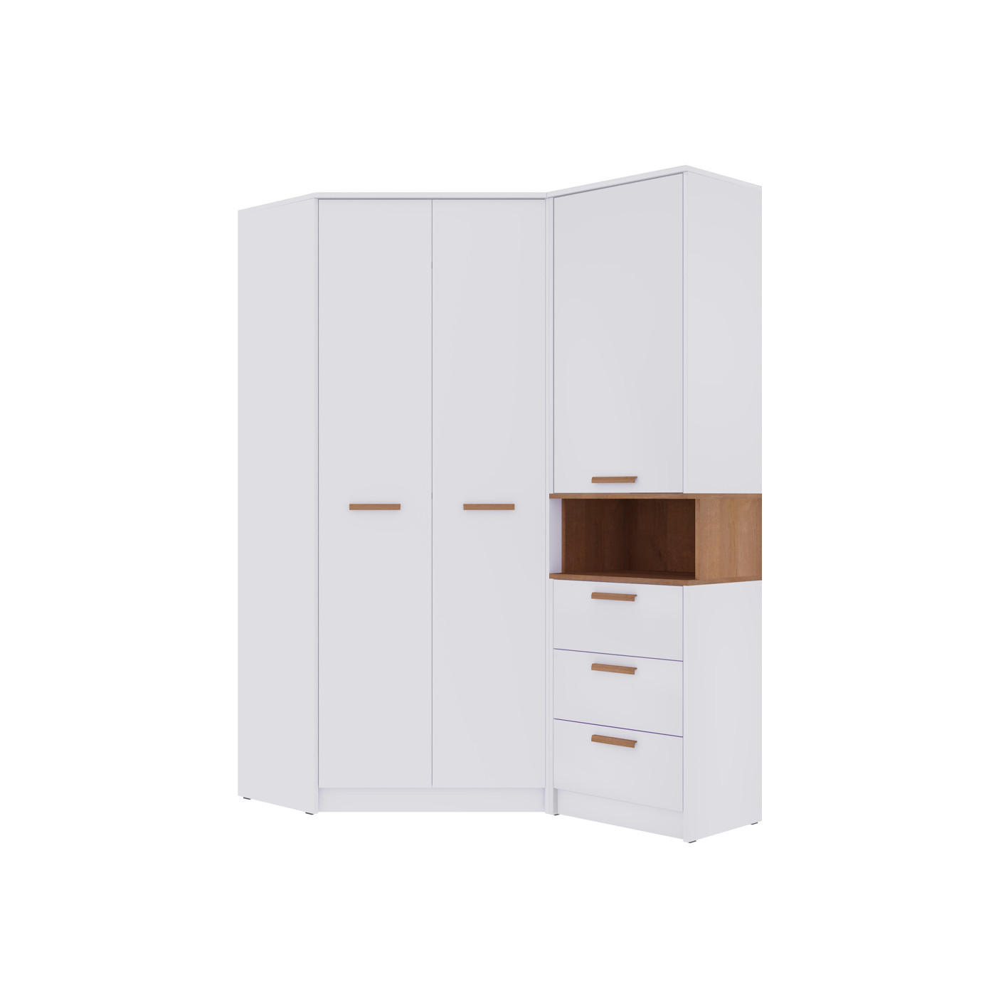 ECKKLEIDERSCHRANK REGAL GRANT SET 15/B WEIß 143/195/91 - Weiß, Holzwerkstoff/Kunststoff (143/195/91cm) - Marmex Möbel
