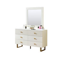 SIDEBOARD- und Spiegel-Set 120/40/75 cm Weiß aus MDF mit 6 Schubladen und Wandspiegel 80/80 cm - Weiß, Holzwerkstoff (120/75/40cm) - OKWISH