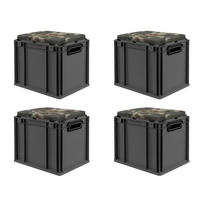 EUROBOX 4x NextGen Seat Camouflage, HxBxT 36,5x30x40cm, 30 Liter, Griffe offen, Schwarz - Schwarz, Kunststoff (30/36.5/40cm) - PROREGAL