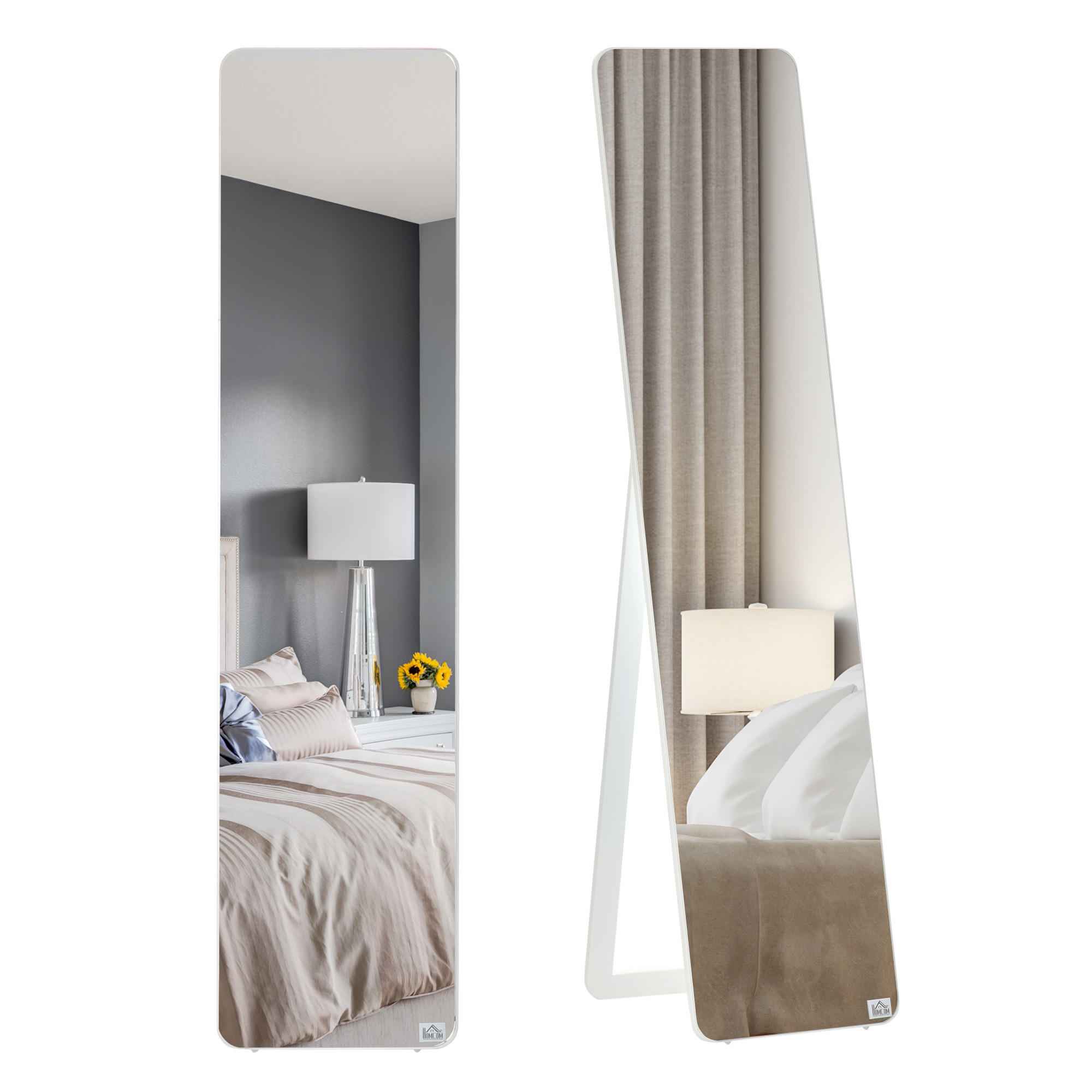 STANDSPIEGEL DE-17913 rechteckig mit Wandmontage Weiß - Weiß, Holzwerkstoff (37/156/43cm) - ComfortXL