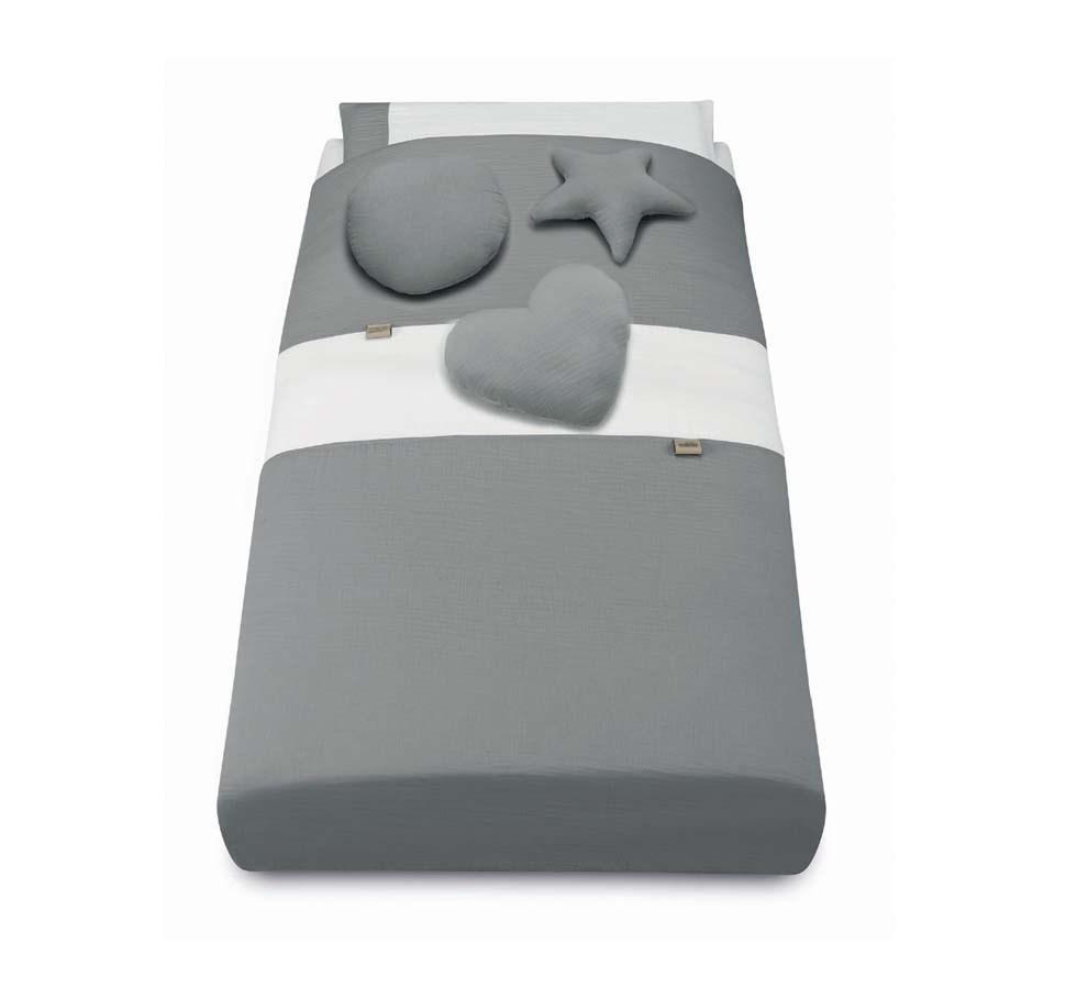 BABY-BETTWÄSCHENSET Musselin 4-teilig Piumone - Grau, Kunststoff (3/67cm) - Cam il Mondo del Bambino S.p.A.